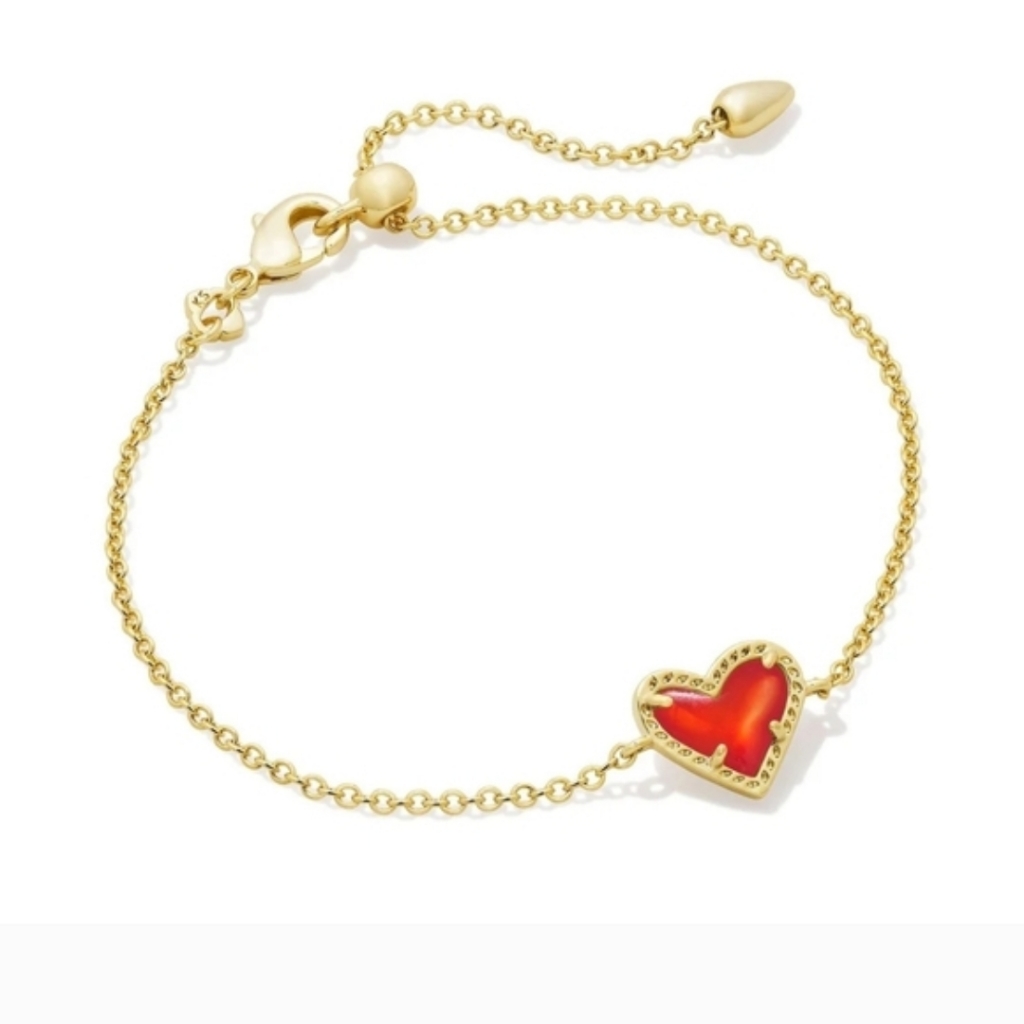 Kendra Scott Ari Heart Bracelet In Red And Gold